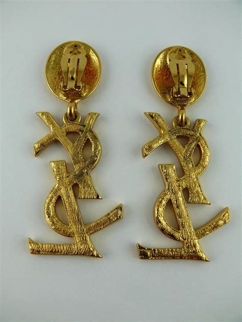 gold ysl earrings|ysl earrings vintage.